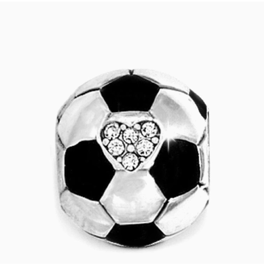 NEW Brighton Soccer Ball with Heart Detail Silver Charm Bead